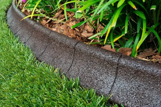 Clean lawn edge with mulched planting area